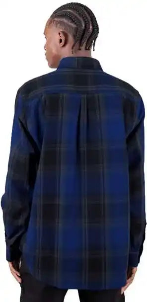 Shaka Wear Shhfs Men’s Plaid Flannel Overshirt - Royal/ Black