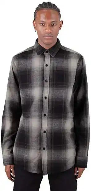 Shaka Wear Shhfs Men’s Plaid Flannel Overshirt - Shadow/ Black