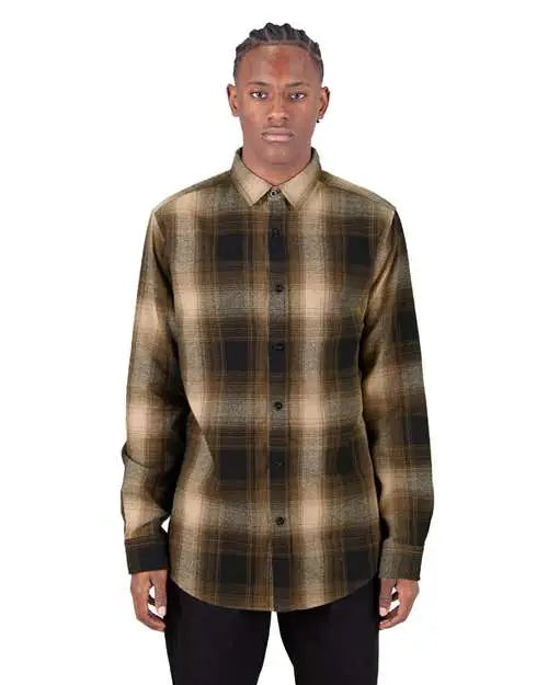 Shaka Wear Shhfs Plaid Flannel Overshirt - Brown Black