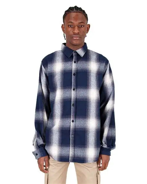 Shaka Wear Shhfs Plaid Flannel Overshirt - Cream Navy