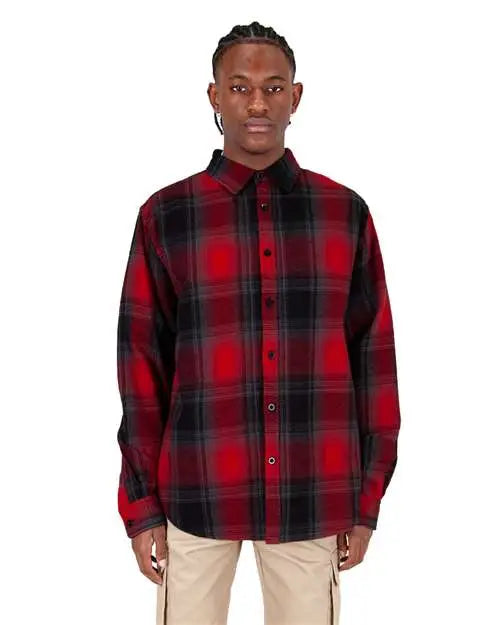 Shaka Wear Shhfs Plaid Flannel Overshirt - Red Black