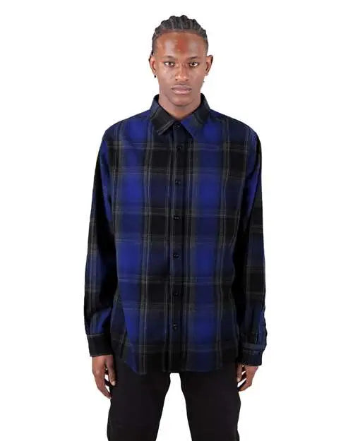 Shaka Wear Shhfs Plaid Flannel Overshirt - Royal Black