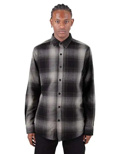 Shaka Wear Shhfs Plaid Flannel Overshirt - Shadow Black