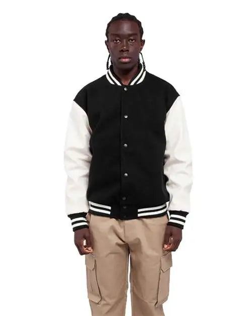 Shaka Wear Shllj Letterman Jacket - Black White - Blue Royal / s