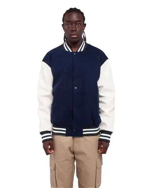 Shaka Wear Shllj Letterman Jacket - Navy White