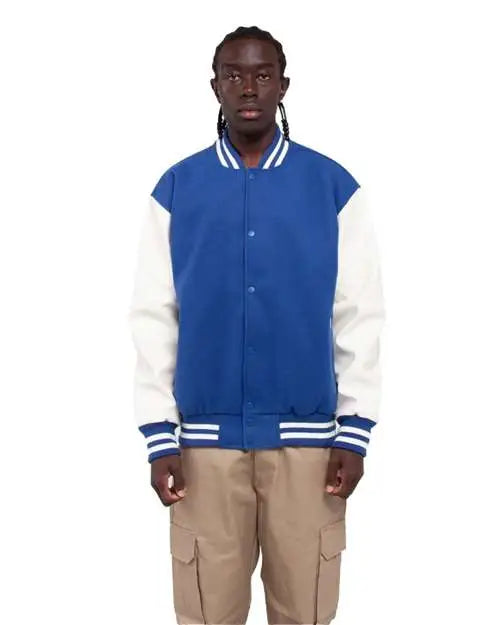 Shaka Wear Shllj Letterman Jacket - Royal White
