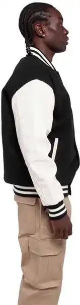 Shaka Wear Shllj Men’s Letterman Jacket Black/ White