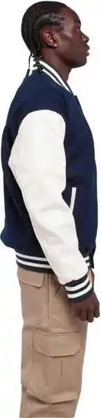 Shaka Wear Shllj Men’s Letterman Jacket - Navy/ White