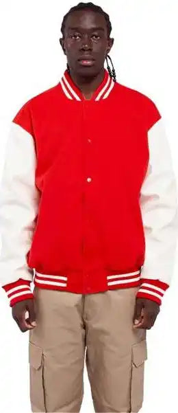Shaka Wear Shllj Men’s Letterman Jacket - Red/ White
