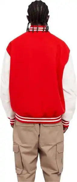 Shaka Wear Shllj Men’s Letterman Jacket - Red/ White