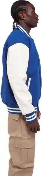 Shaka Wear Shllj Men’s Letterman Jacket - Royal/ White