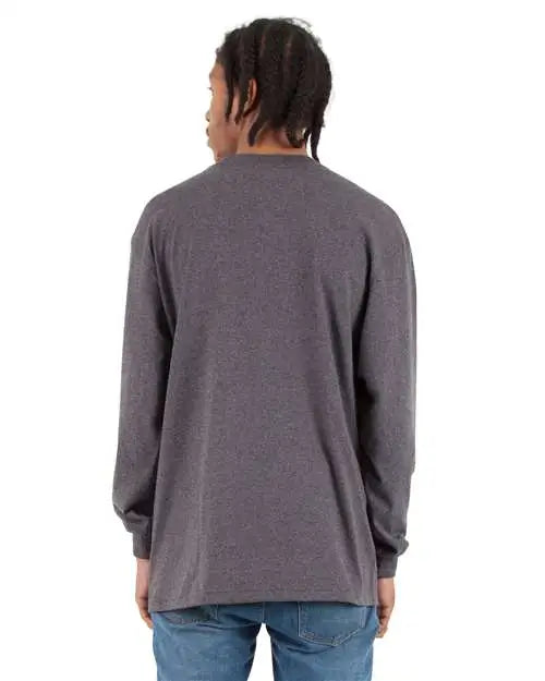 Shaka Wear Shmhls Max Heavyweight Long Sleeve T-shirt - Charcoal Grey Heather - Gray Dark / 7xl