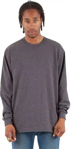 Shaka Wear Shmhls Men’s Max Heavyweight Long Sleeve T-shirt - Charcoal Grey Heather - 7xl