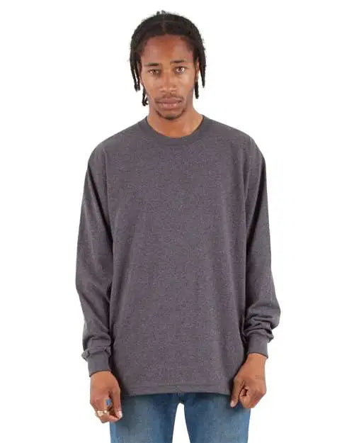 Shaka Wear Shmhlst Tall Max Heavyweight Long Sleeve T-shirt - Charcoal Grey Heather - Gray Dark / 5xlt
