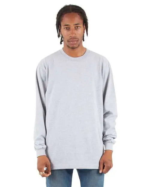 Shaka Wear Shmhlst Tall Max Heavyweight Long Sleeve T-shirt - Heather Grey - Gray Light / 5xlt