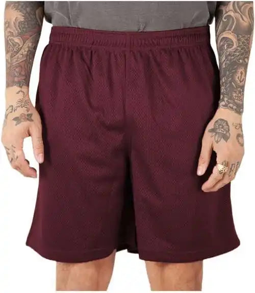 Shaka Wear Shmps Men’s Mesh Pe Gym Shorts - Burgundy