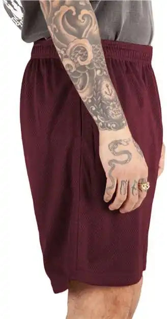 Shaka Wear Shmps Men’s Mesh Pe Gym Shorts - Burgundy
