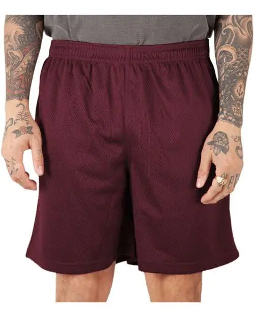 Shaka Wear Shmps Mesh Pe Gym Shorts - Burgundy - Red / s