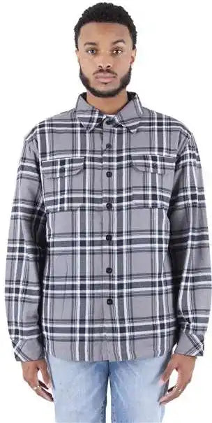 Shaka Wear Shpfj Men’s Plaid Flannel Jacket - Dark Grey