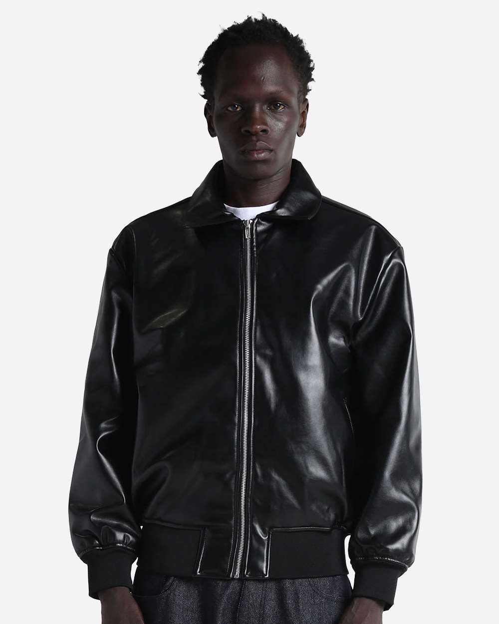 Shaka Wear Shpvb Unisex Pu Leather Collared Varsity Jacket