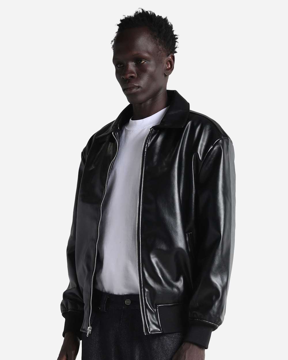 Shaka Wear Shpvb Unisex Pu Leather Collared Varsity Jacket