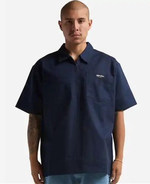 Shaka Wear Shqzws Men’s Work Heavyweight Quarter-zip Short Sleeve Shirt - Navy