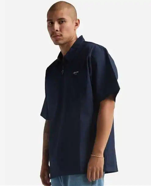 Shaka Wear Shqzws Men’s Work Heavyweight Quarter-zip Short Sleeve Shirt - Navy