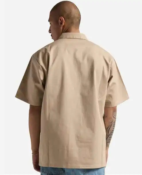 Shaka Wear Shqzws Men’s Work Heavyweight Quarter-zip Short Sleeve Shirt - Khaki