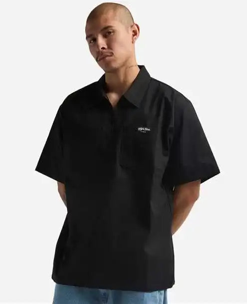 Shaka Wear Shqzws Men’s Work Heavyweight Quarter-zip Short Sleeve Shirt - Black