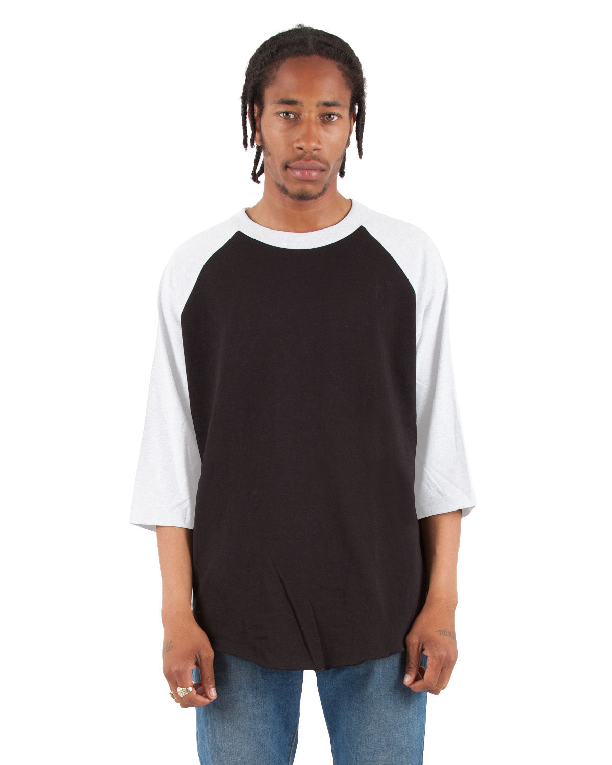 Shaka Wear Shrag Three-quarter Sleeve Raglan T-shirt - Black White