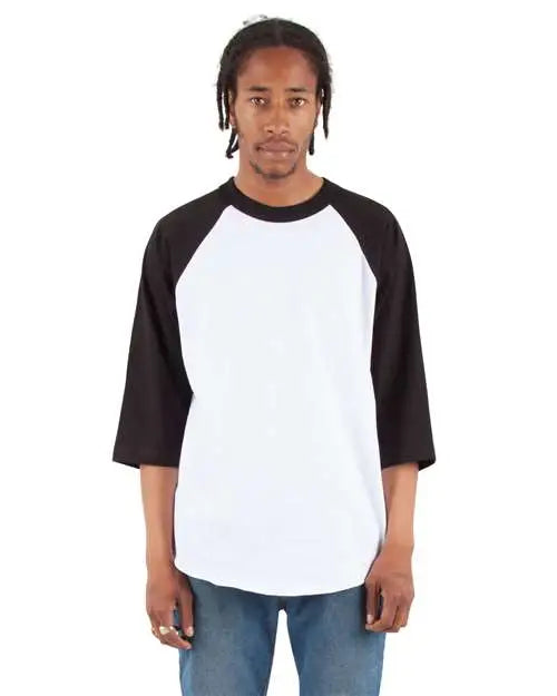 Shaka Wear Shrag Three-quarter Sleeve Raglan T-shirt - White Black