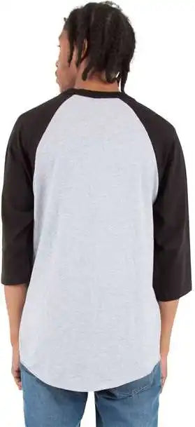 Shaka Wear Shrag Unisex Three-quarter Sleeve Raglan T-shirt - Heather Grey/ Black