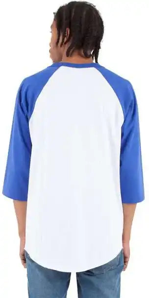 Shaka Wear Shrag Unisex Three-quarter Sleeve Raglan T-shirt - White/ Royal