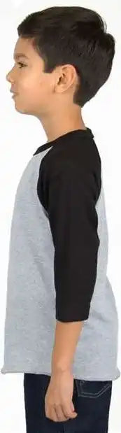 Shaka Wear Shragy Youth Three-quarter Sleeve Raglan - Heather Grey/ Black