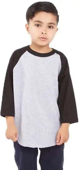 Shaka Wear Shragy Youth Three-quarter Sleeve Raglan - Heather Grey/ Black