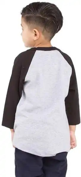 Shaka Wear Shragy Youth Three-quarter Sleeve Raglan - Heather Grey/ Navy