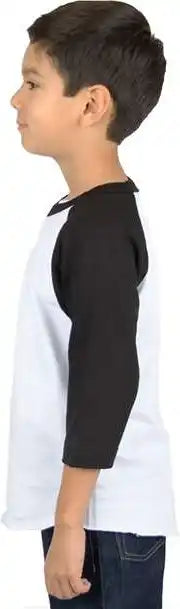 Shaka Wear Shragy Youth Three-quarter Sleeve Raglan - White/ Black