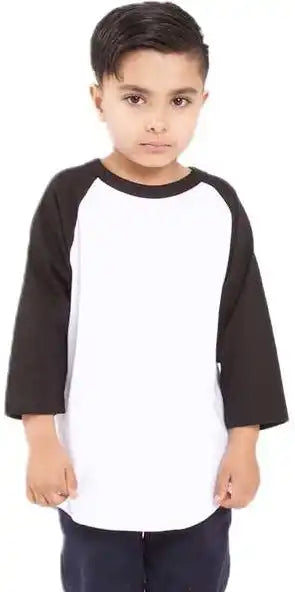 Shaka Wear Shragy Youth Three-quarter Sleeve Raglan - White/ Black