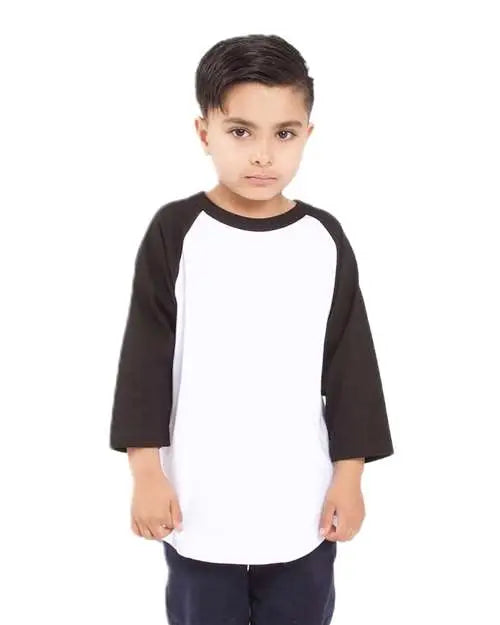Shaka Wear Shragy Youth Three-quarter Sleeve Raglan - White Black