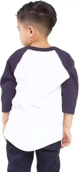 Shaka Wear Shragy Youth Three-quarter Sleeve Raglan - White/ Navy