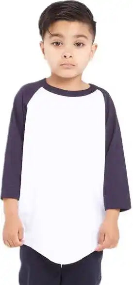 Shaka Wear Shragy Youth Three-quarter Sleeve Raglan - White/ Navy