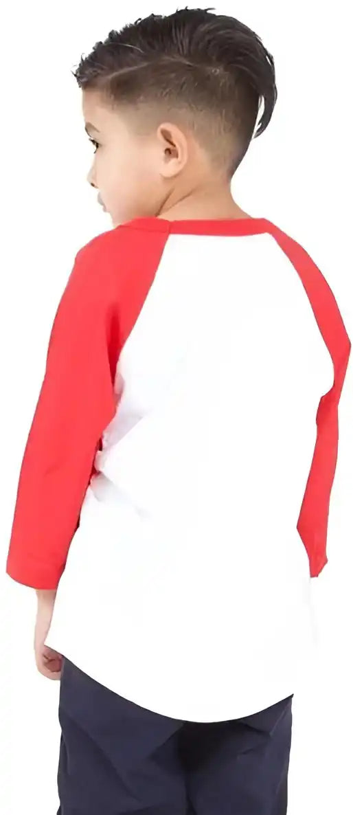 Shaka Wear Shragy Youth Three Quarter Sleeve Raglan White/ Red