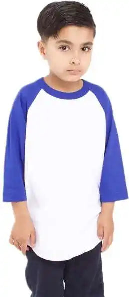 Shaka Wear Shragy Youth Three-quarter Sleeve Raglan - White/ Royal