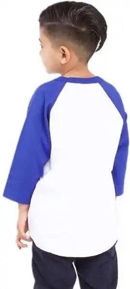 Shaka Wear Shragy Youth Three-quarter Sleeve Raglan - White/ Royal