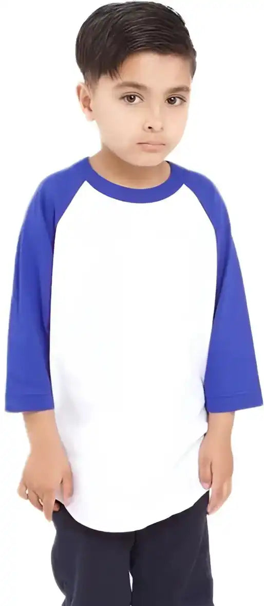 Shaka Wear Shragy Youth Three Quarter Sleeve Raglan White/ Royal