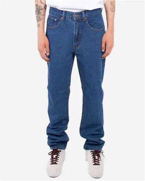 Shaka Wear Shrdj Raw Denim Straight-leg Jean Pants - Stone Washed Blue_38 - Blue / 30