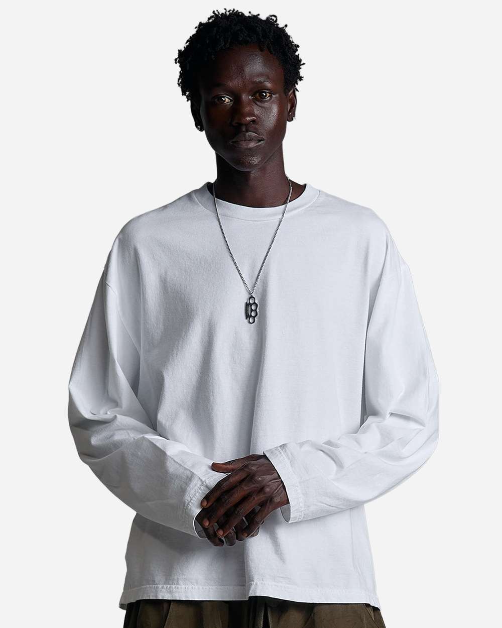 Shaka Wear Shrgl Unisex 6.5oz Retro Garment-dyed Long Sleeve Tee - White