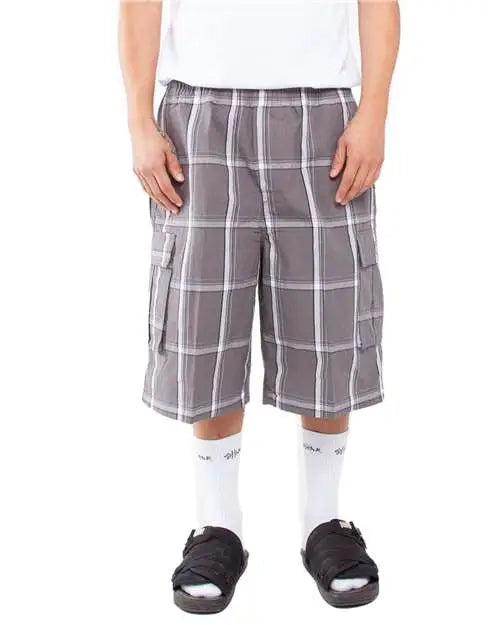 Shaka Wear Shsp Plaid Shorts - Dark Grey