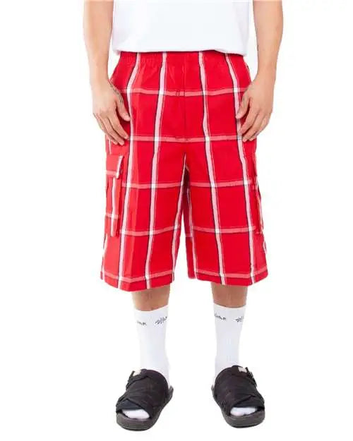 Shaka Wear Shsp Plaid Shorts - Red