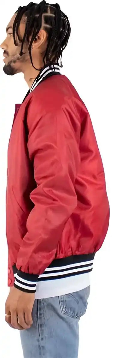 Shaka Wear Shvbj Men’s Varsity Bomber Jacket - Red